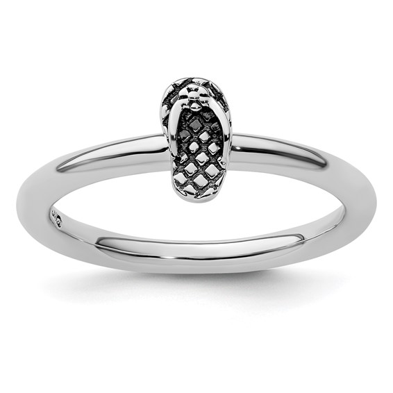 Sterling Silver Stackable Expressions Antiqued Flip Flop Ring