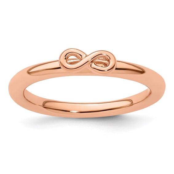 Sterling Silver Stackable Pink-plated Infinity Symbol Ring