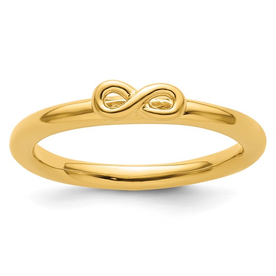 Sterling Silver Stackable Yellow-plated Infinity Symbol Ring