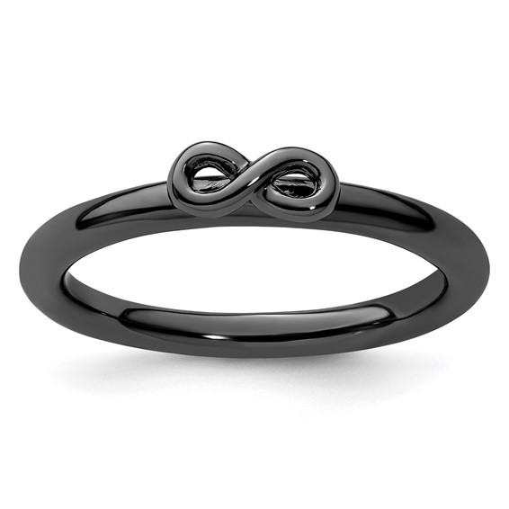 Sterling Silver Stackable Black-plated Infinity Symbol Ring