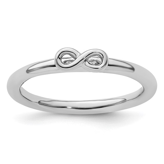 Sterling Silver Stackable Rhodium Infinity Symbol Ring