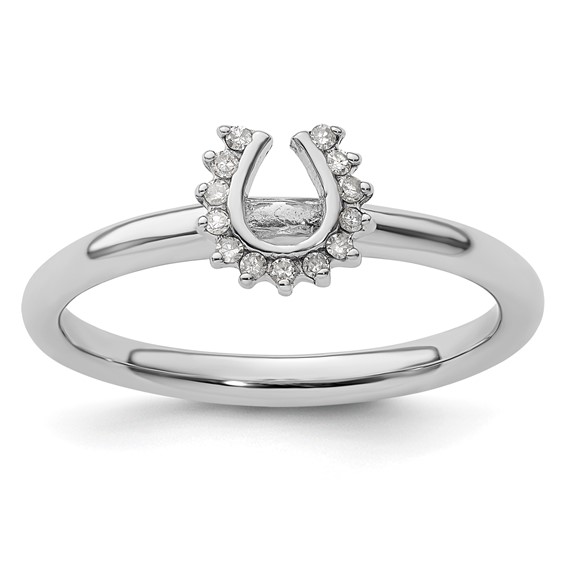 Sterling Silver Stackable Expressions Diamond Horseshoe Ring