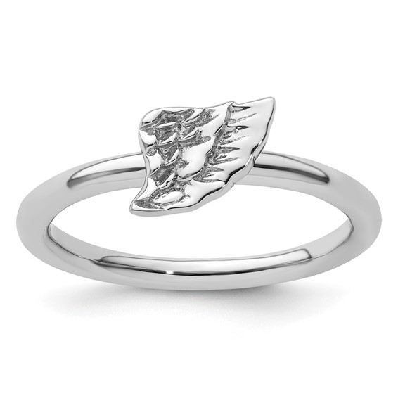 Sterling Silver Stackable Expressions Angel Wing Ring