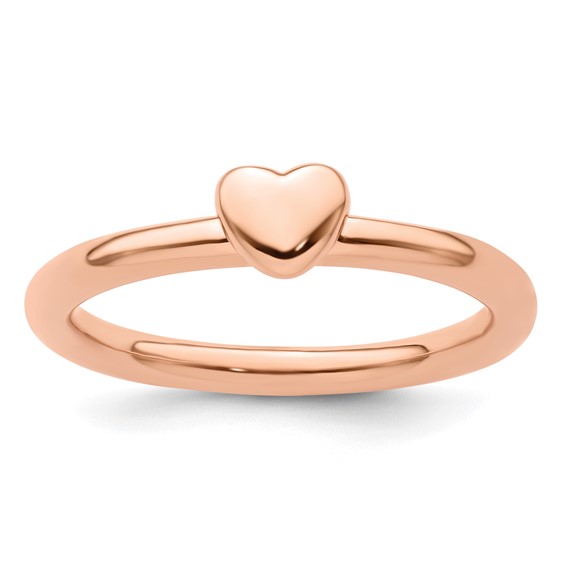 Sterling Silver Stackable Expressions Pink-plated Puffed Heart Ring