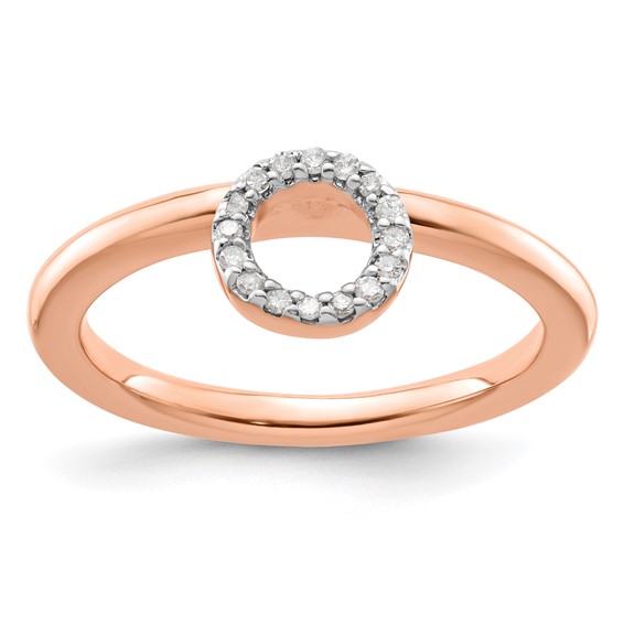 Sterling Silver Stackable Expressions Pink-plated Halo Diamond Ring