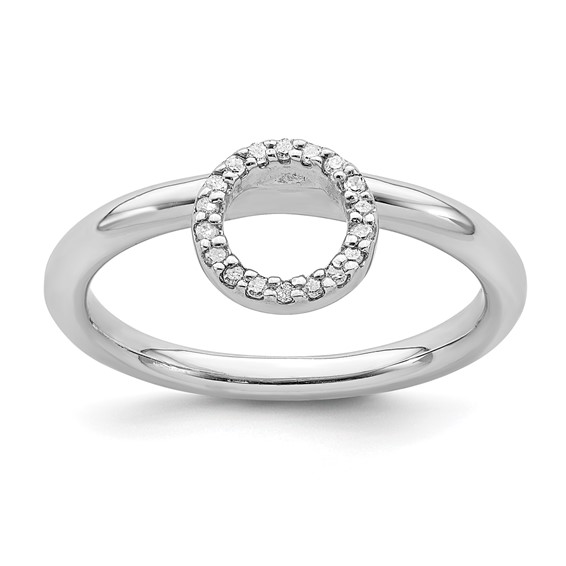 Sterling Silver Stackable Large Halo Diamond Ring