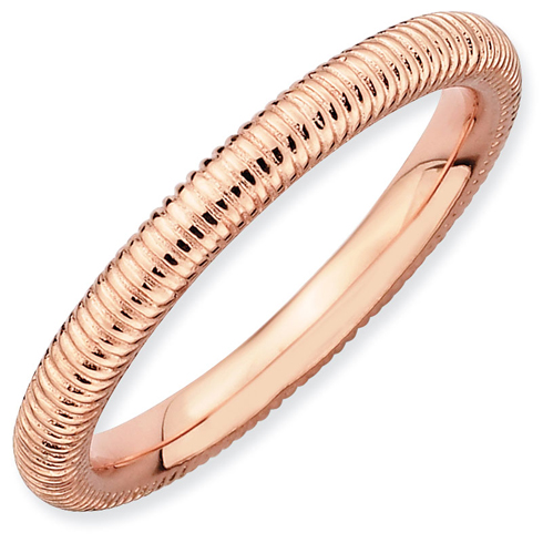 18kt Pink Gold-plated Sterling Silver 2.25mm Textured Ring