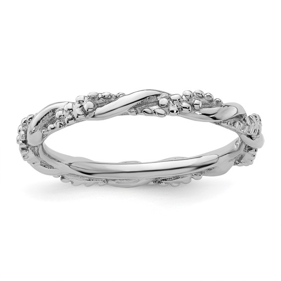 Sterling Silver Stackable Expressions Beaded Twist Ring