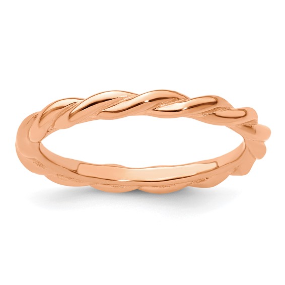 Sterling Silver Stackable Expressions Pink-plated Twist Ring