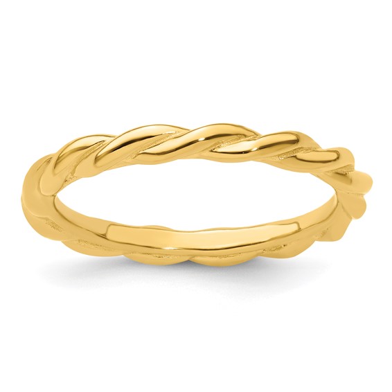 Sterling Silver Stackable Expressions Yellow-plated Twist Ring