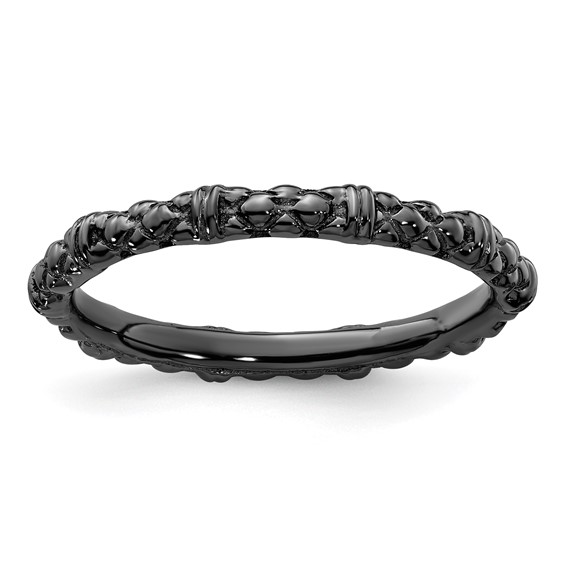 Black-plated Sterling Silver Stackable 2.25mm Cable Ring