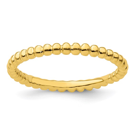 Gold-plated Sterling Silver Stackable 2.25mm Beaded Ring