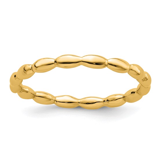 18k Gold-plated Sterling Silver Stackable Rice Bead Ring 2.25mm