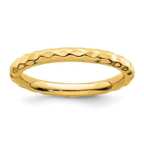  Gold-plated Sterling Silver Stackable 2.25mm Hammered Ring