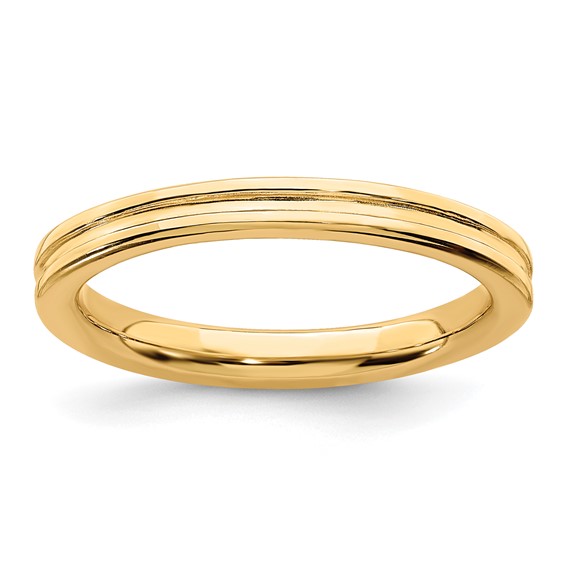 Gold-plated Sterling Silver Stackable 2.25mm Grooved Ring