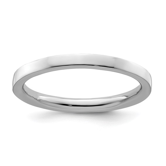 Sterling Silver Stackable Expressions 2.25mm Rhodium Flat Ring