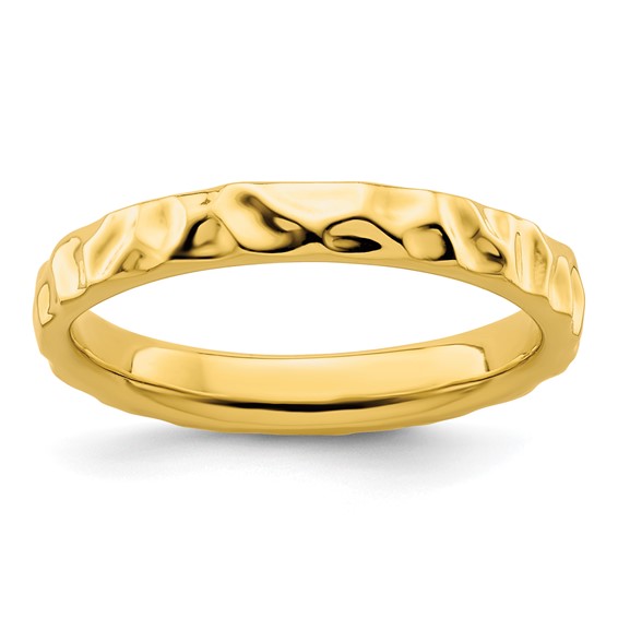 Sterling Silver Stackable Expressions Gold-plated Ripple Wave Ring