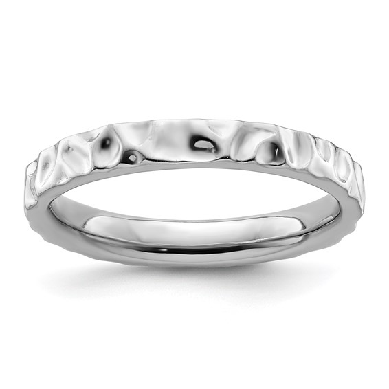 Sterling Silver 3.25mm Stackable Ring with Polished Deep Texture