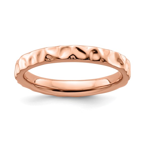 Pink-plated Sterling Silver Stackable Expressions Wavy Ripple Ring