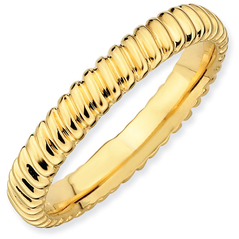 Gold-plated Sterling Silver 3.25mm Stackable Ring with Rope Texture