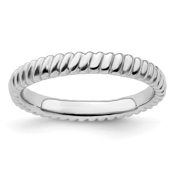 Sterling Silver 3.25mm Stackable Ring with Rope Texture