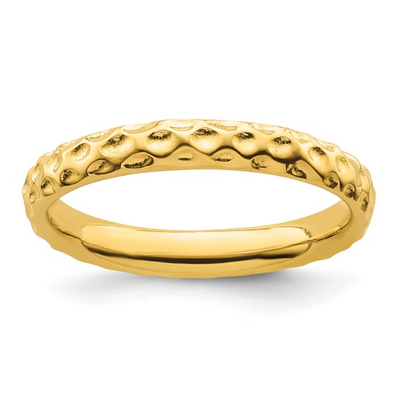 Gold-plated Sterling Silver Stackable Expressions Dimpled Ring 3.25mm ...
