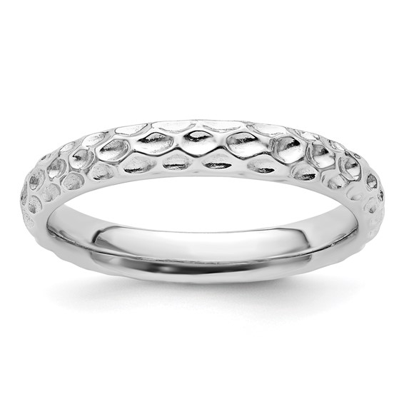 Sterling Silver Stackable Expressions Rhodium Dimpled Ring
