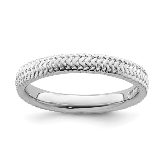 Sterling Silver Stackable Expressions Ring with Knitted Texture