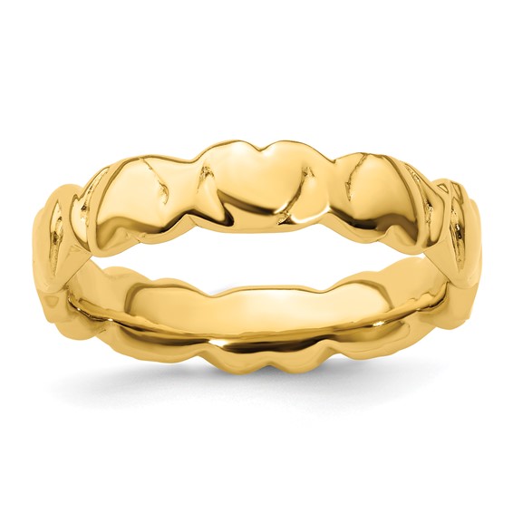 Sterling Silver Stackable Expressions Gold-plated Hearts Ring