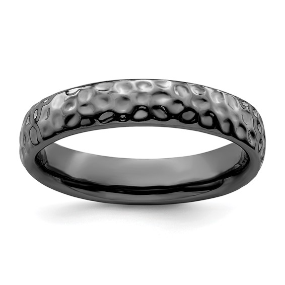 Black-plated Sterling Silver Stackable Expressions Pebble Ring 4.25mm