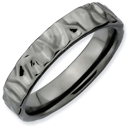 Black-plated Sterling Silver Stackable Expressions Wave Current Ring