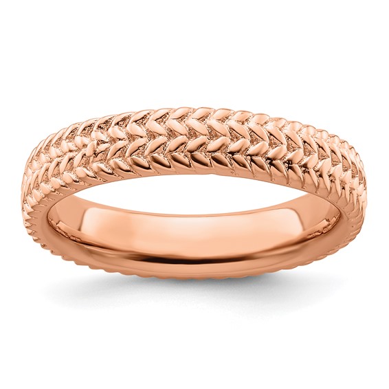 Pink-plated Sterling Silver Stackable Expressions Weave Ring 4.5mm