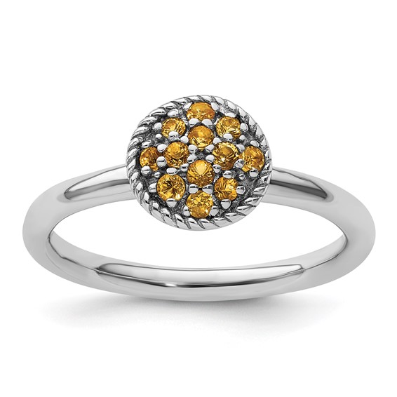 Sterling Silver Stackable 1/5 ct Citrine Cluster Ring