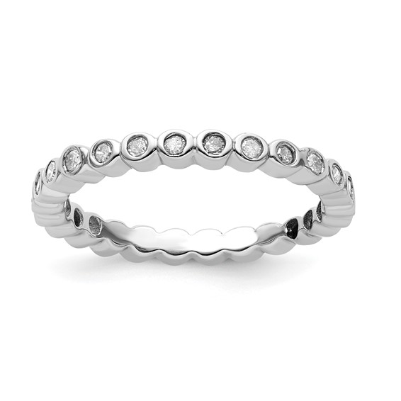 Sterling Silver Stackable 1/3 ct Diamond Bezel Eternity Ring