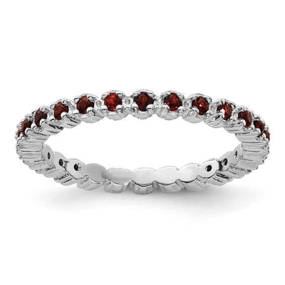 Sterling Silver Stackable 1/2 ct Garnet Eternity Ring