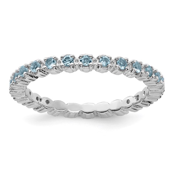 Sterling Silver Stackable 1/3 ct Aquamarine Eternity Ring