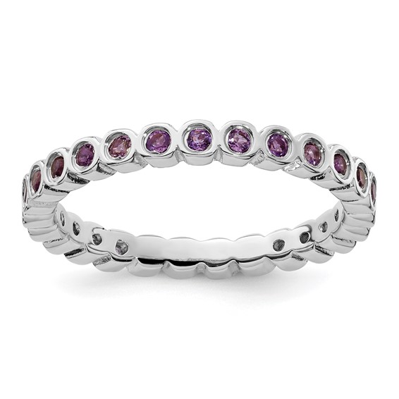 Sterling Silver Stackable 2/5 ct Amethyst Bezel Eternity Ring