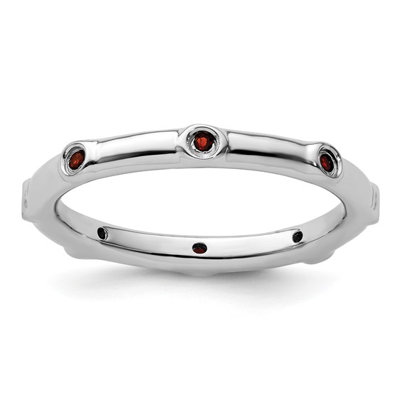 Sterling Silver Stackable Expressions 1/6 ct Garnet Ring