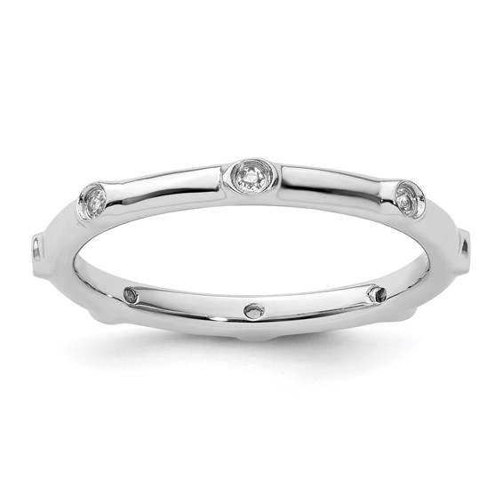 Sterling Silver Stackable Expressions White Topaz Station Ring