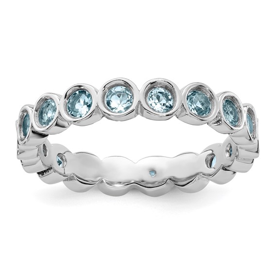 Sterling Silver Stackable 1 1/6 ct Aquamarine Eternity Ring