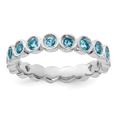 Sterling Silver Stackable 1.4 ct Blue Topaz Eternity Ring