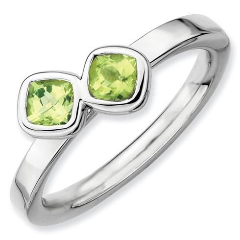 Sterling Silver Stackable Expressions Db Cushion Cut Peridot Ring