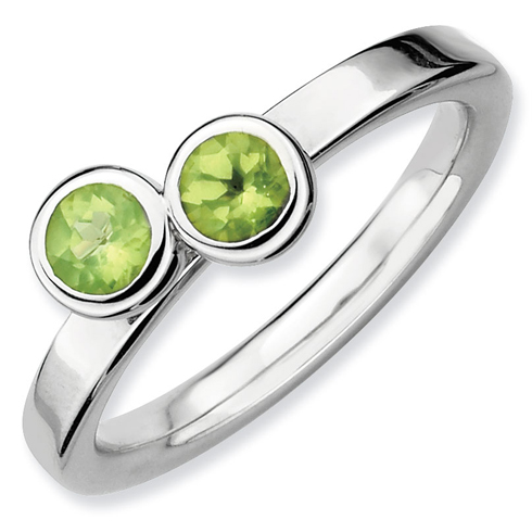 Sterling Silver Stackable Expressions Db Round Peridot Ring