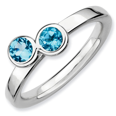 Sterling Silver Stackable Expressions Double Round Blue Topaz Ring