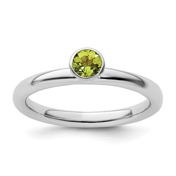 Sterling Silver Stackable High Profile 4mm Peridot Ring
