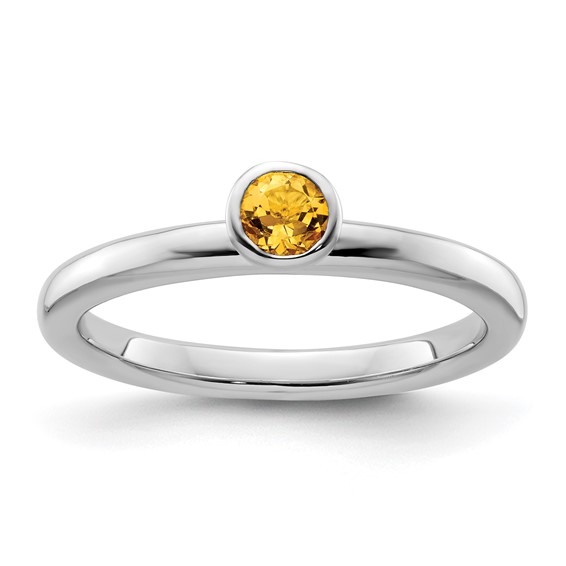 Sterling Silver Stackable High Profile 4mm Citrine Ring