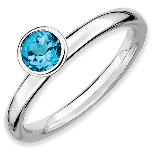 Sterling Silver Stackable Expressions High 5mm Blue Topaz Ring