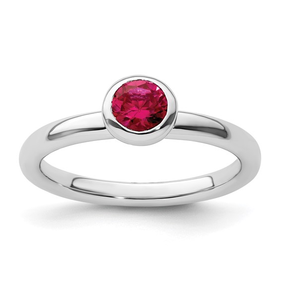 Sterling Silver Stackable Expressions Low 5mm Created Ruby Ring