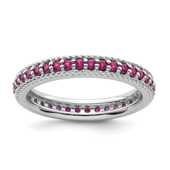 Sterling Silver Stackable Expressions Created Ruby Eternity Ring