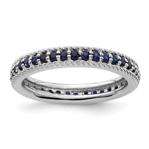 Sterling Silver Stackable 3/4 ct Created Sapphire Eternity Ring